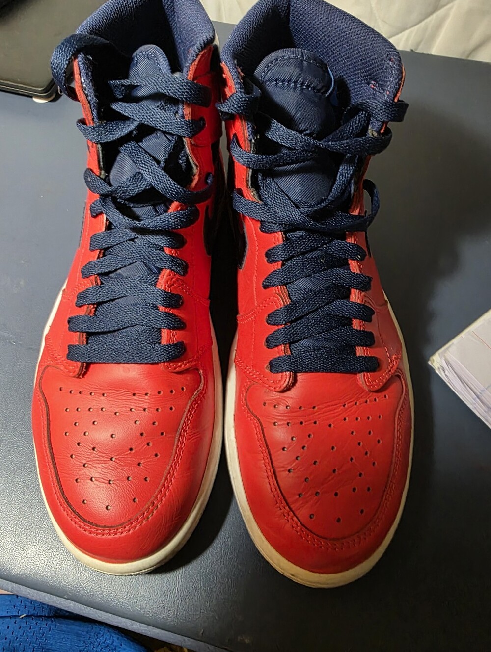 Jordan 1 High "Letterman", Size 8.5m Men's Red High-Top Sneakers